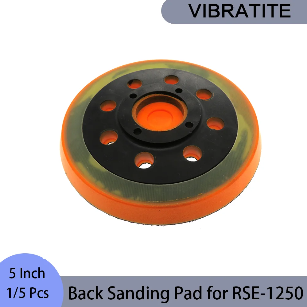 

5 Inch 8 Holes Back Sanding Pad 4 Botls Orange 1/5 Pcs Hook and Loop for Polishing and Sanding Metal Woodworking for RSE-1250