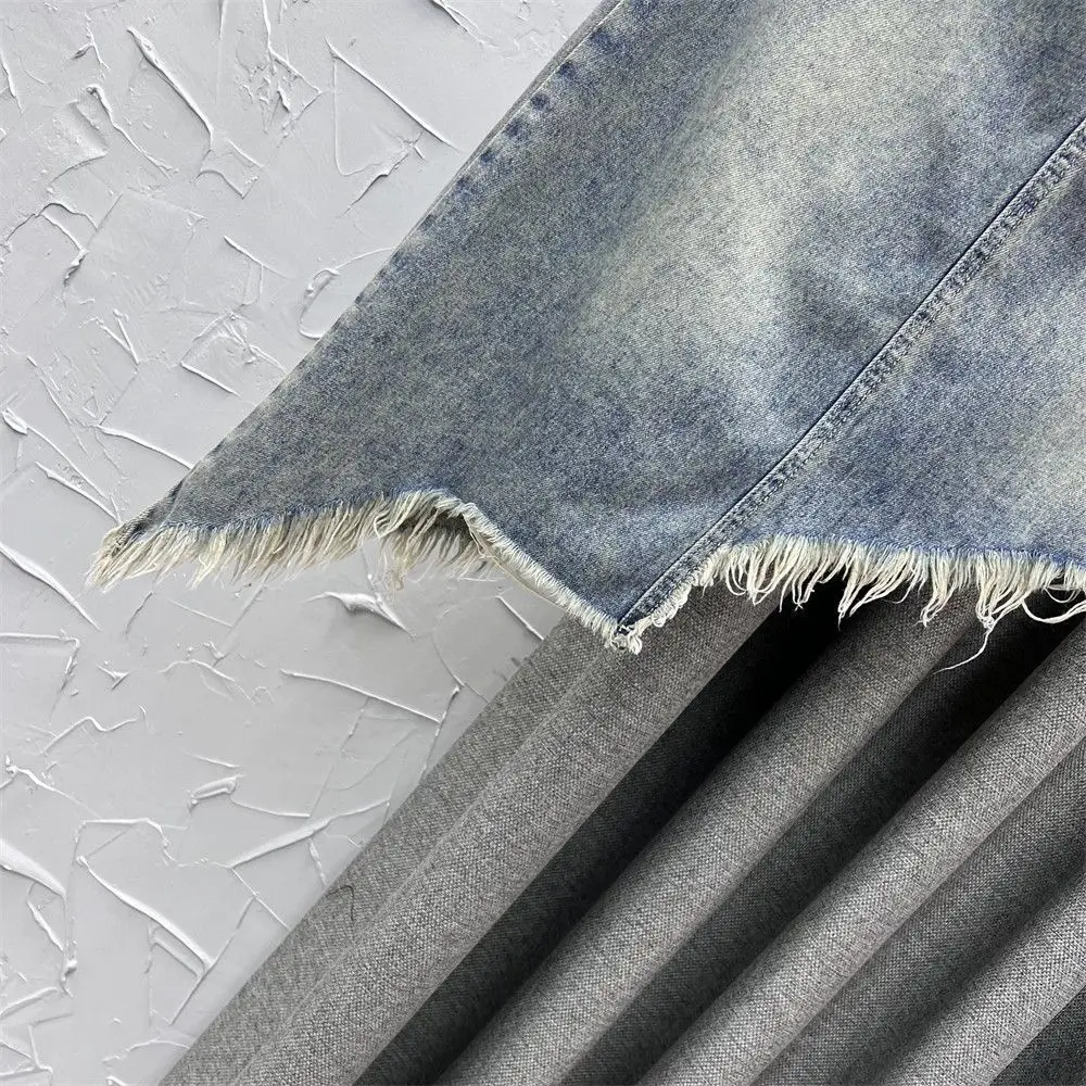 กางเกงยีนส์หญิงกระโปรงเอวสูงFringe Midiไม่สม่ําเสมอผู้หญิงDenimกระโปรงHarajukuสายChicและElegantเสื้อผ้าแนวโน้ม 2025