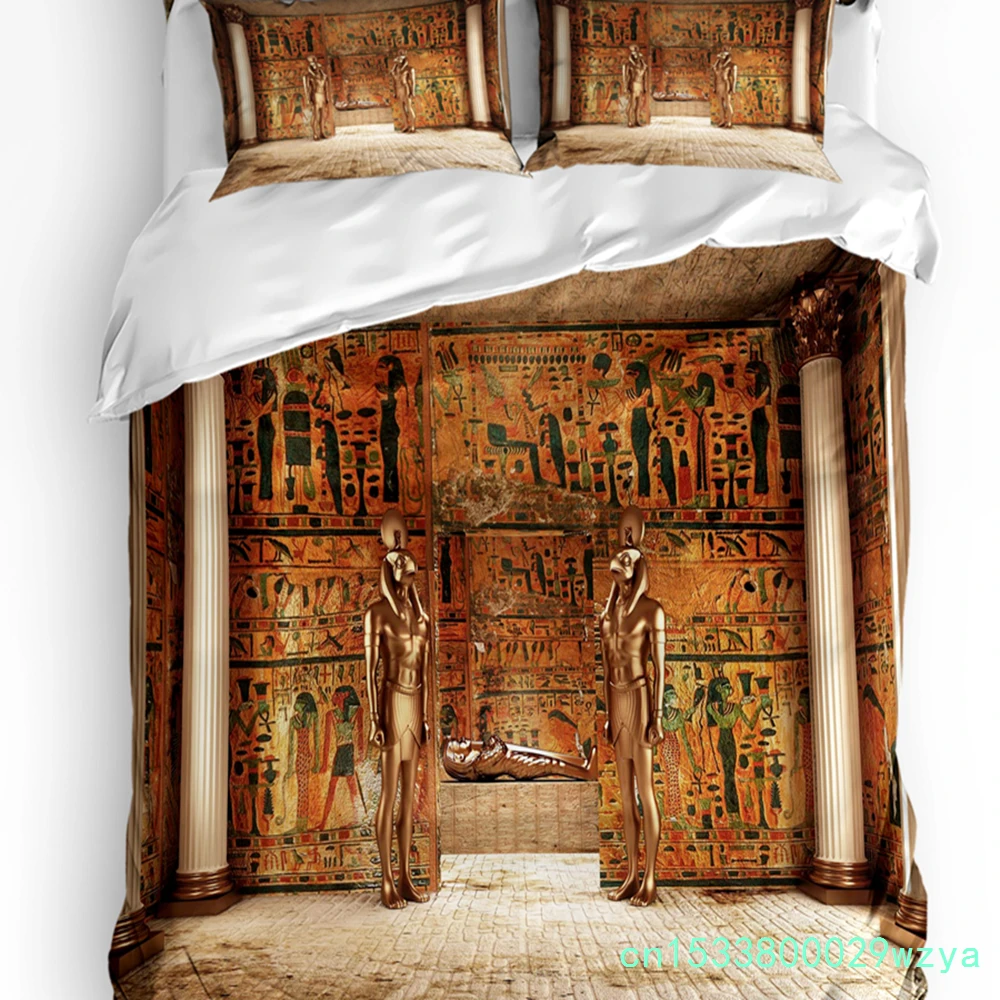 Home Textiles Egypt - طقم أغطية سرير ذهبي بتصميم قبر