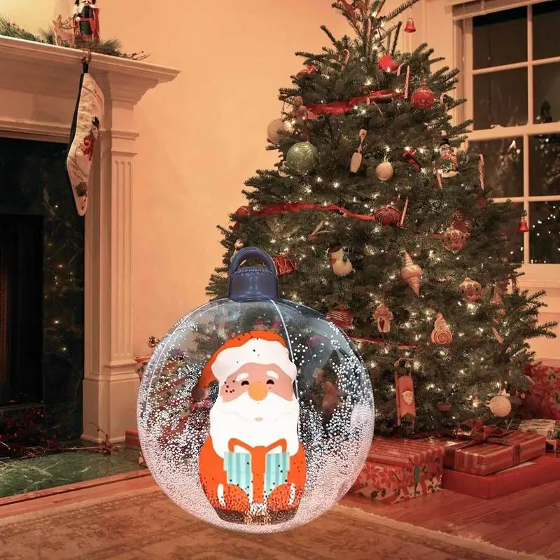 PVC Inflatable Christmas Balls Light Up PVC Oversized Inflatable Ball Large Festive Gift Ball For Holiday Yard Lawn Porch Decor