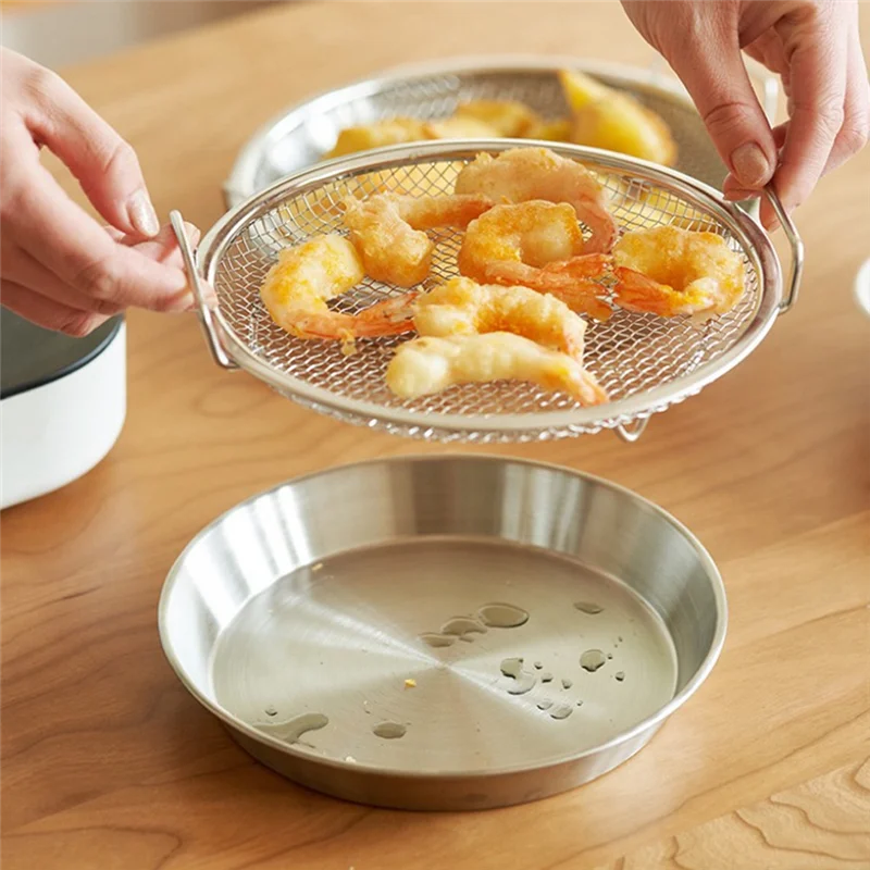 Kitchen Oil Strainer Pan Stainless Steel Frying Oil Strainer Pan Fine Mesh Strainer Basket For Frying BBQ French Fries-AT64