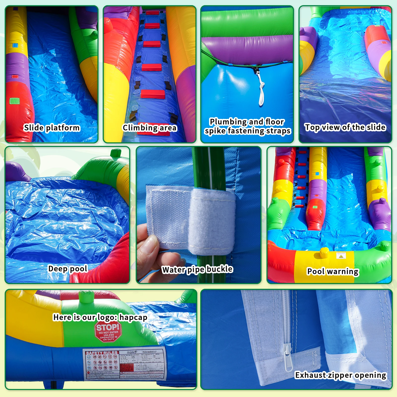 Halbgewerbliche aufblasbare Wasserrutsche-Hüpfburg, für den Außenbereich, hohe Rutsche mit flachem Pool, PVC-Baustein-Thema