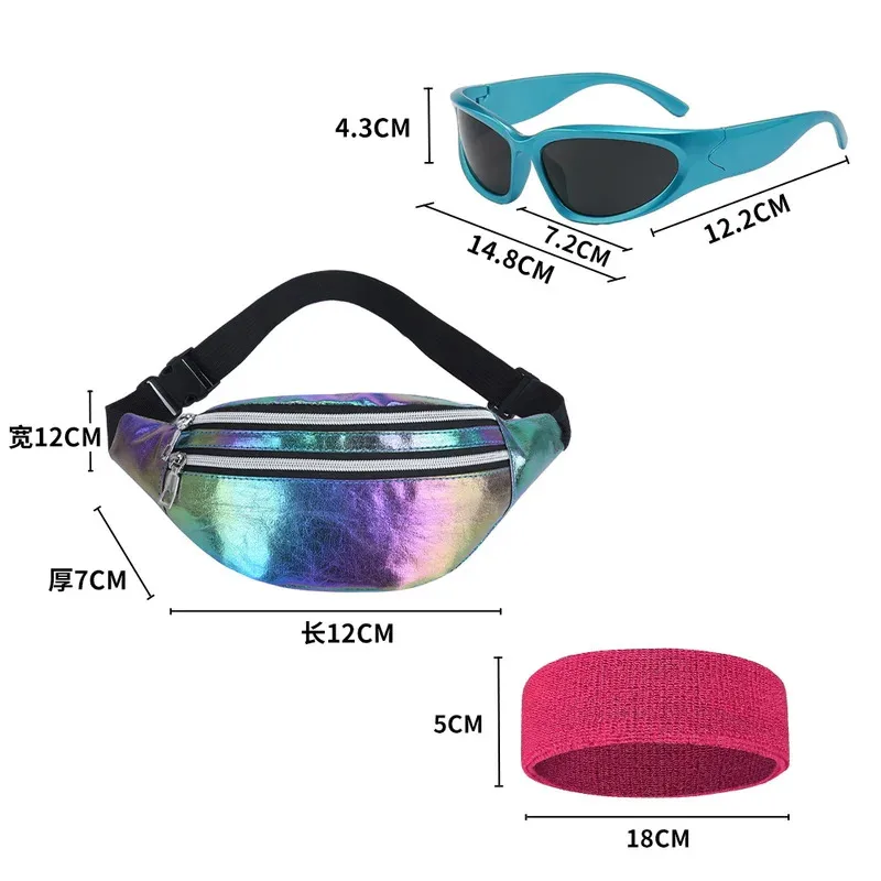 الصيف 80S ريترو الهيب هوب تأثيري أقراط هيرباند رياضية الدعاوى 80 سنة خمر الهبي ديسكو زي النساء فانتازيا وتتسابق