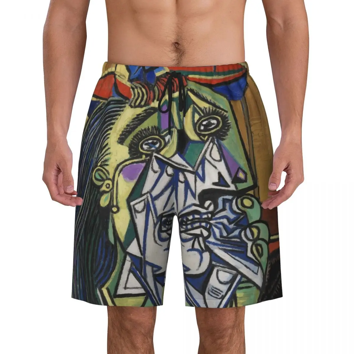 The Weeping Woman Print Mens Swim Trunks Quick Dry Beachwear Beach Board Shorts Pablo Picasso Painting Boardshorts