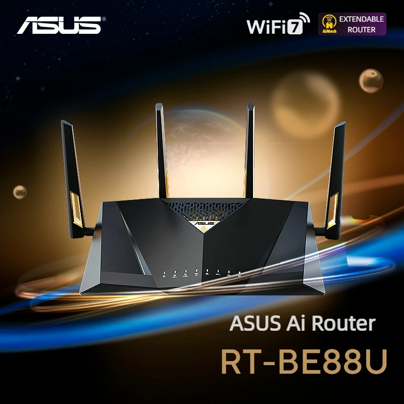 Asus RT-BE88U WiFi7 Ai Router Home Wireless Gaming Router Ai Router Dual 10 Gigabit Ports Full House WiFi Random Group Routing