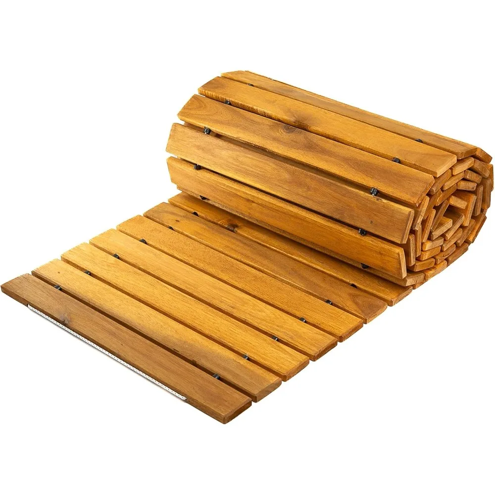 

12 FT Wooden Garden Pathway,Outdoor Roll Out Straight Walkway,Wood Patio Flooring Path Decorative Garden Boardwalk