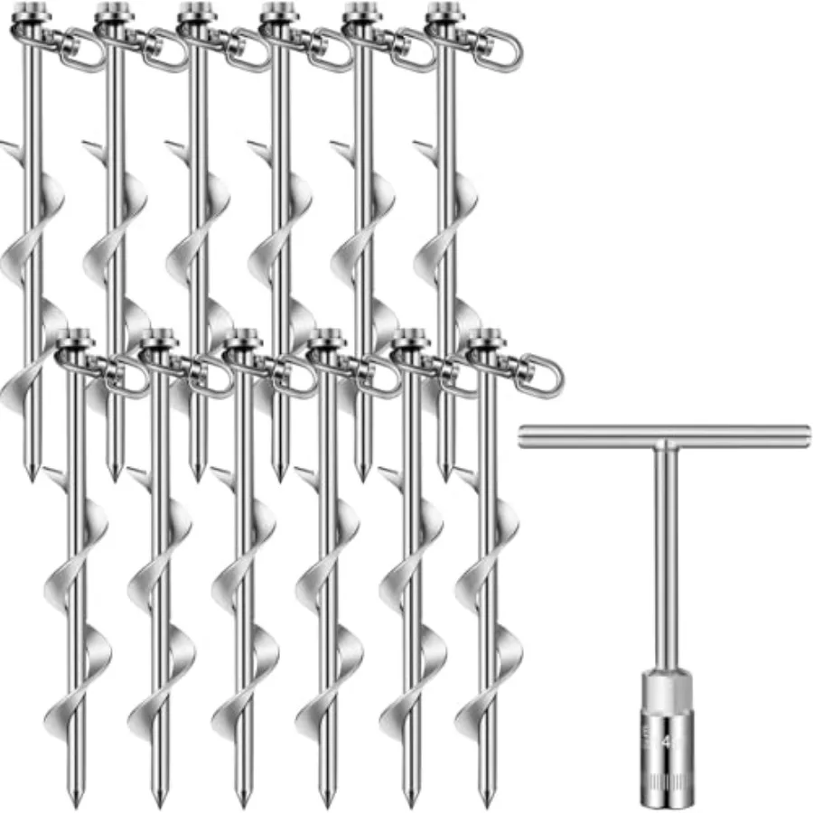 

Pcs Ground Anchors with T Handle Hex Wrench Trampoline Hook, Ground Anchor Screw Kit, Inflatable Outdoor Decorations Accessorie