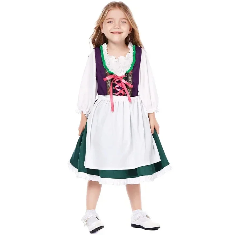 Klassische Kinder Oktoberfest Kostüme Deutsch Oktoberfest Kleid Mädchen bayerischen Festival Party Bier Mädchen Karneval Cosplay Dirndl Kleid