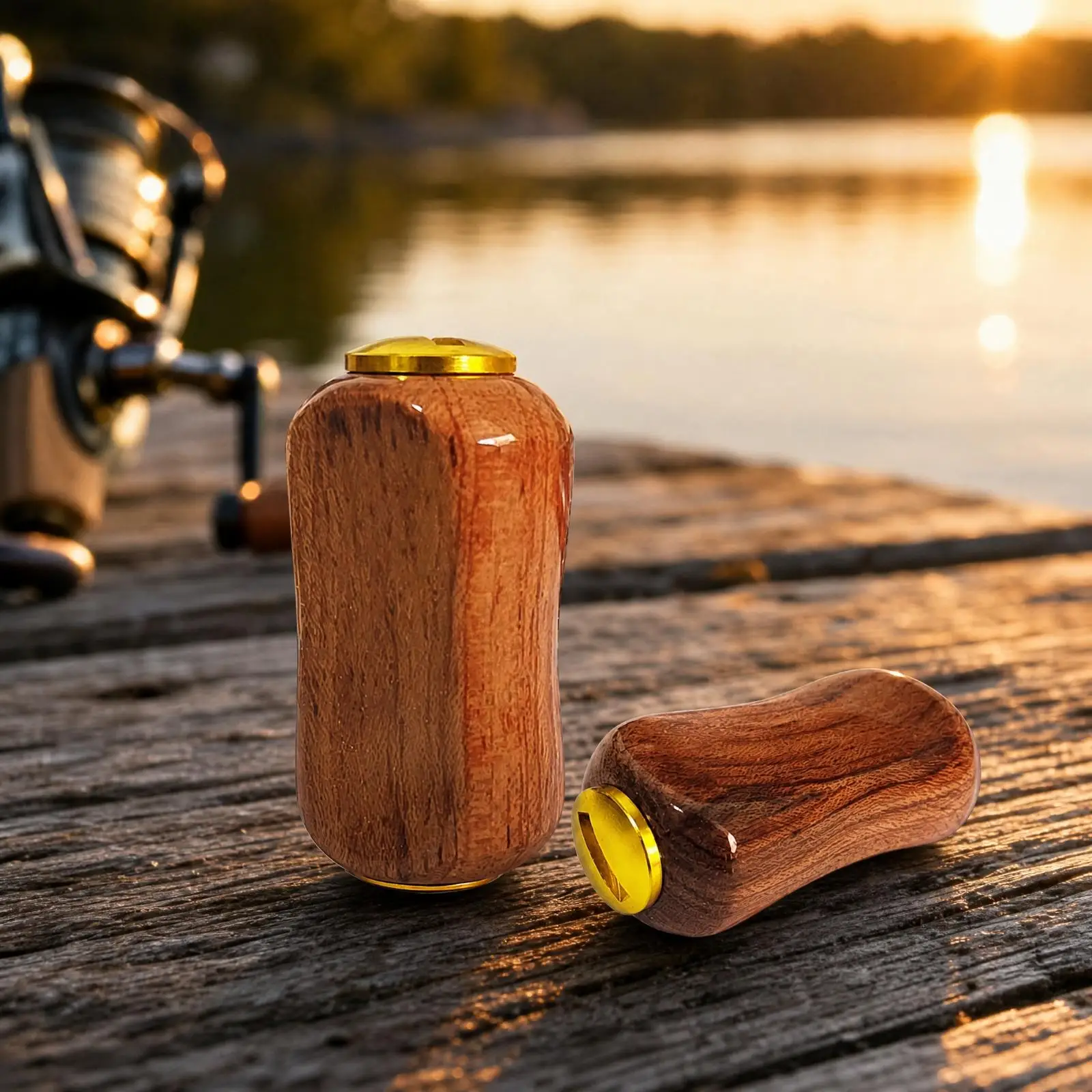 Red Beech Wood Reel Handle Knob Ergonomic Design Lightweight Fishing Reel Part for Spinning