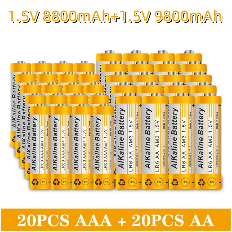 1.5V AA 9800mAh AAA 8800mAh Alkaline Battery for Led Light Toy Mp3 Camera Flash Razor CD Player Wireless Mouse Keyboard Earphone