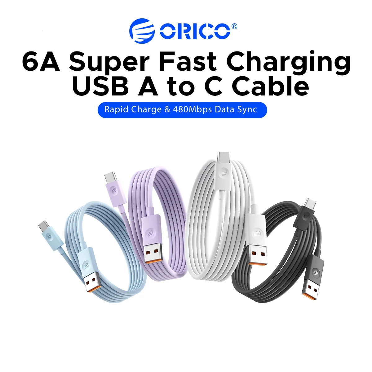 ORICO 6A USB A to Type C Cable Super Fast Charging 480Mbps Data Sync TPE Cord QC3.0 FCP AFC SCP For Xiaomi Huawei Samsung Androi