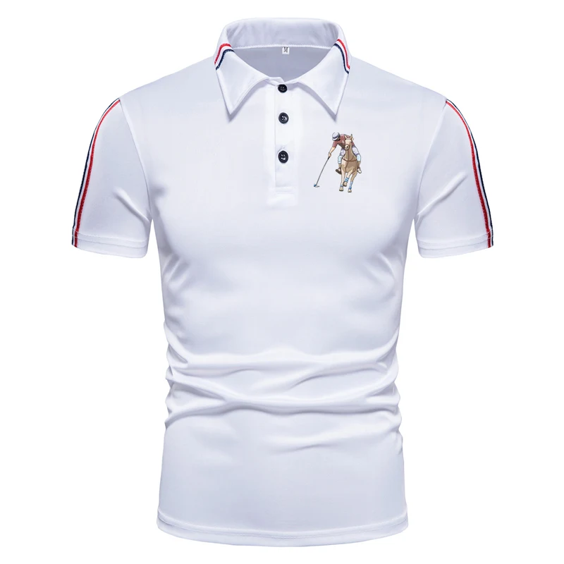 WSHIXDW Men\'s New Fashion Short Sleeve POLO Shirt 20% Cotton 80% Polyester