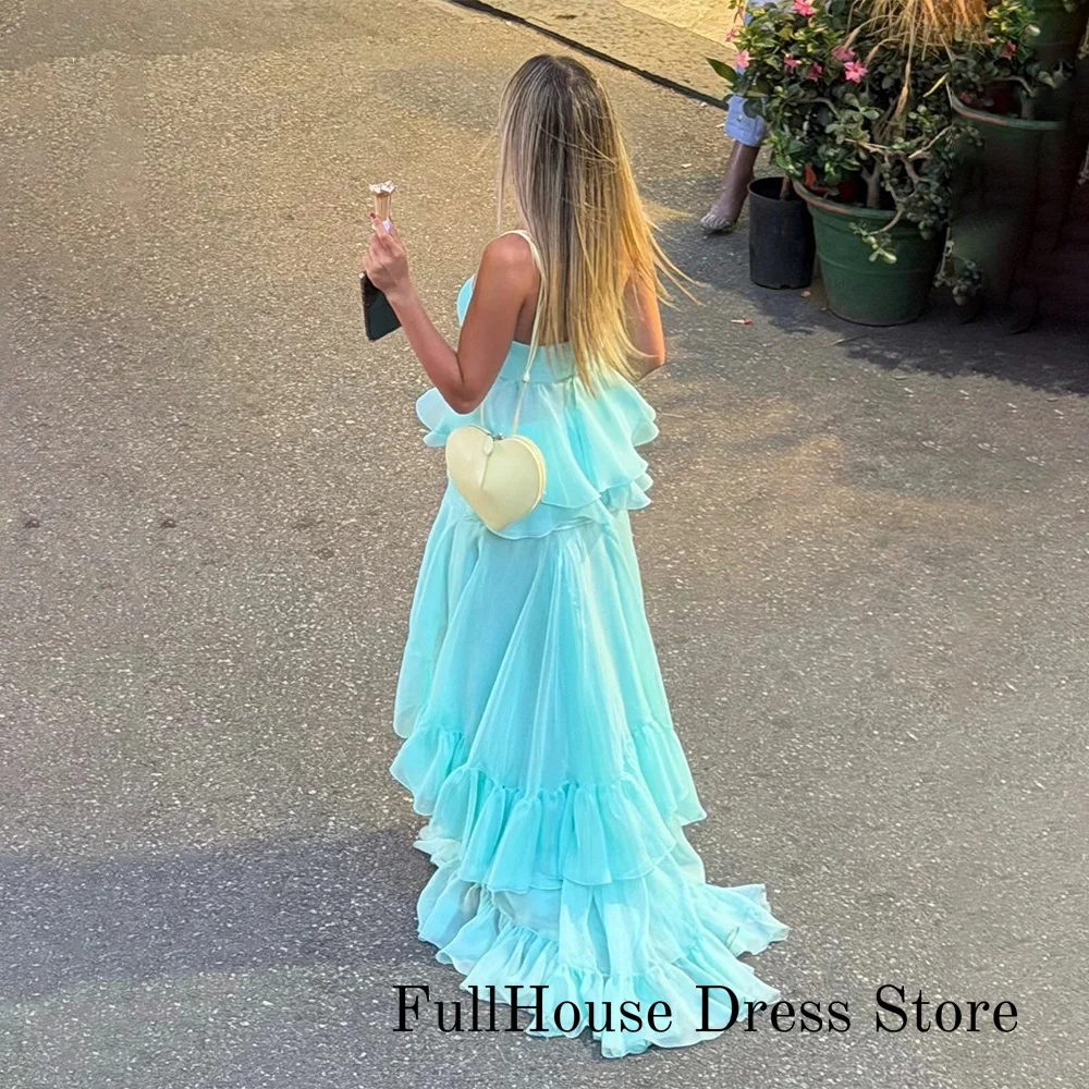 Charming BlueLong Evening Dresses Sleeveless A-line Sweetheart Ruched Sweep Train New Parties Vestidos De Gala Customized 2027