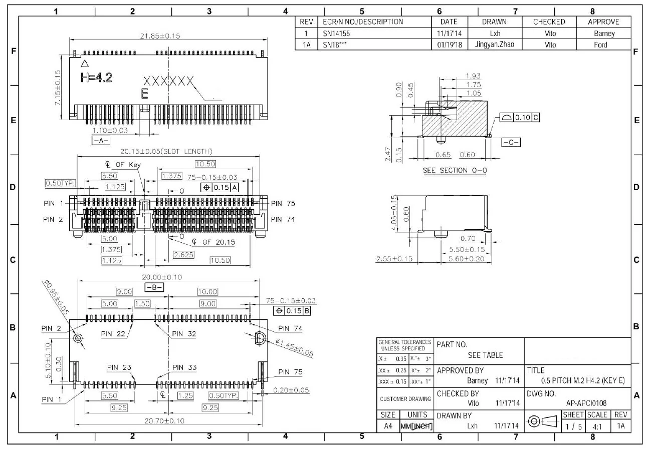 5PCS/APCI0108-P001A   APCI0113-P001A   M2/NGFF interface