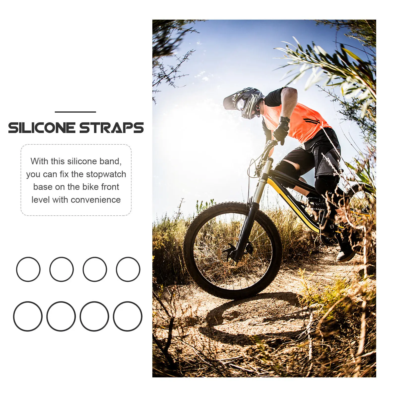 8Pcs Bike Stopwatch Holder Band Silicone Elastic Strap Stable Fixator Stopwatch Base Speedometer Bike Accessories Supplies