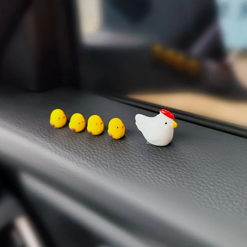 5-Piece Cartoon Chicken Car Accessory Set description 2