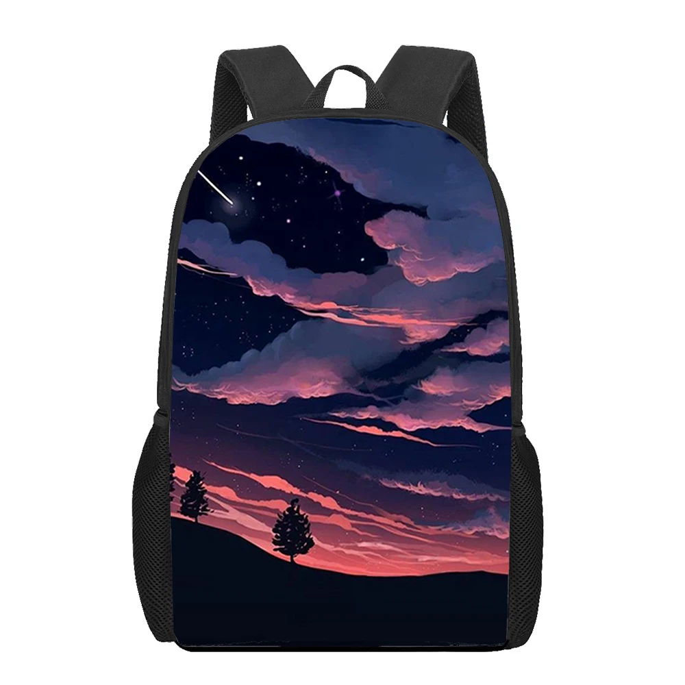 Anime Art Landscape Illustration Print School Bags for Teenager Girls Boys Bookbags Student Shoulder Backpacks Travel Rucksack