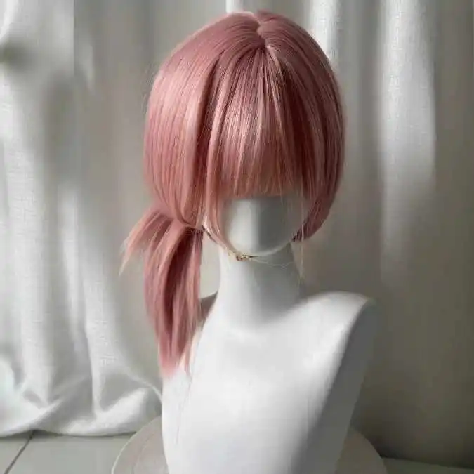Aosiqueen peruca em pó de toranja longa reta peruca sintética para mulheres moda peruca para diário halloween traje festa cosplay