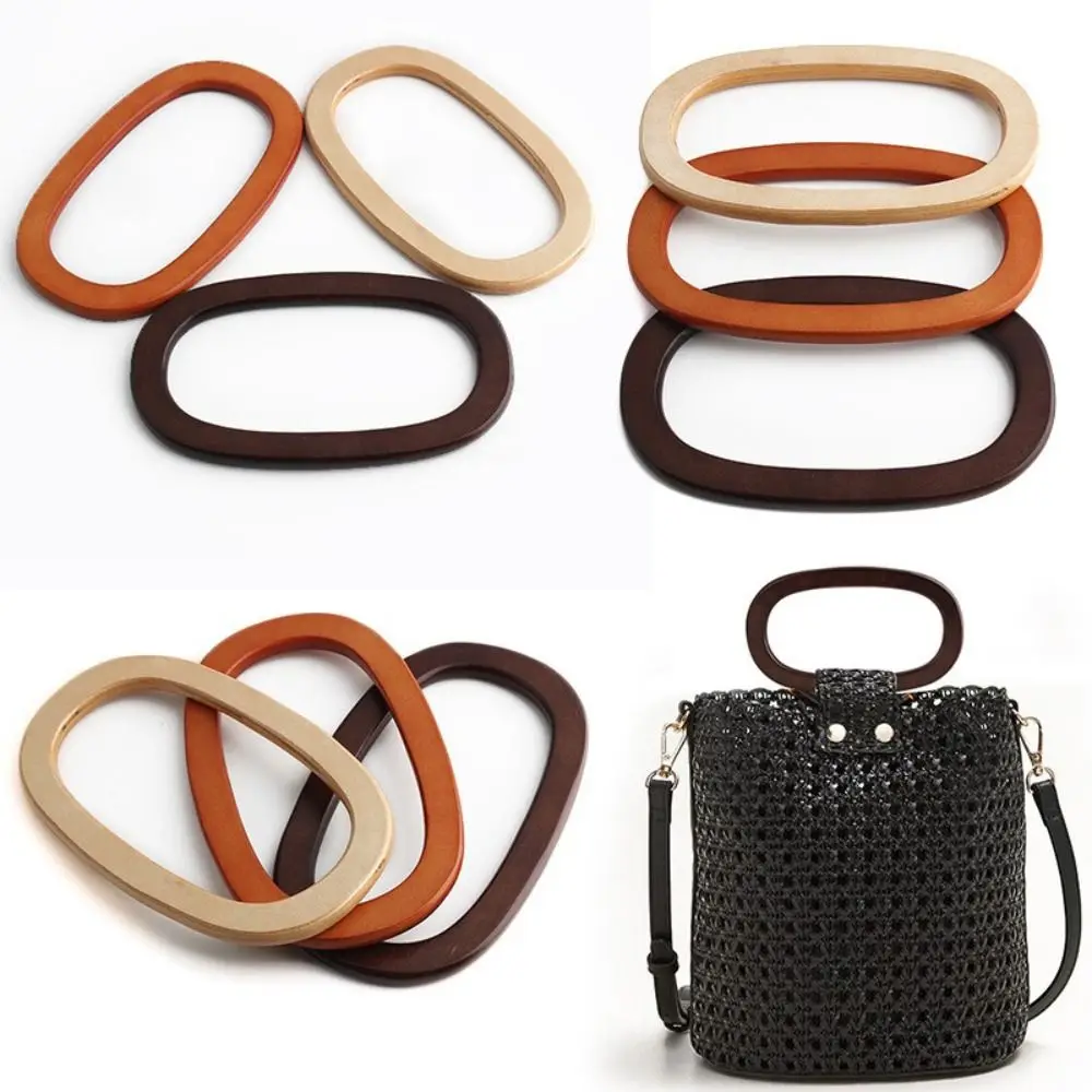 

New Oval Handbag Handle Wooden 17.3*10cm Shoulder Bag Strap Knitted Bag Accessories Beach Bag