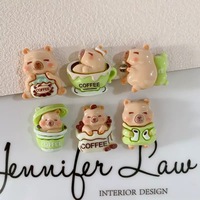 6Pcs of Resin Cartoon Refrigerator Magnet Coffee Refrigerator Magnetic DIY Whiteboard Stickers Home Decoration
