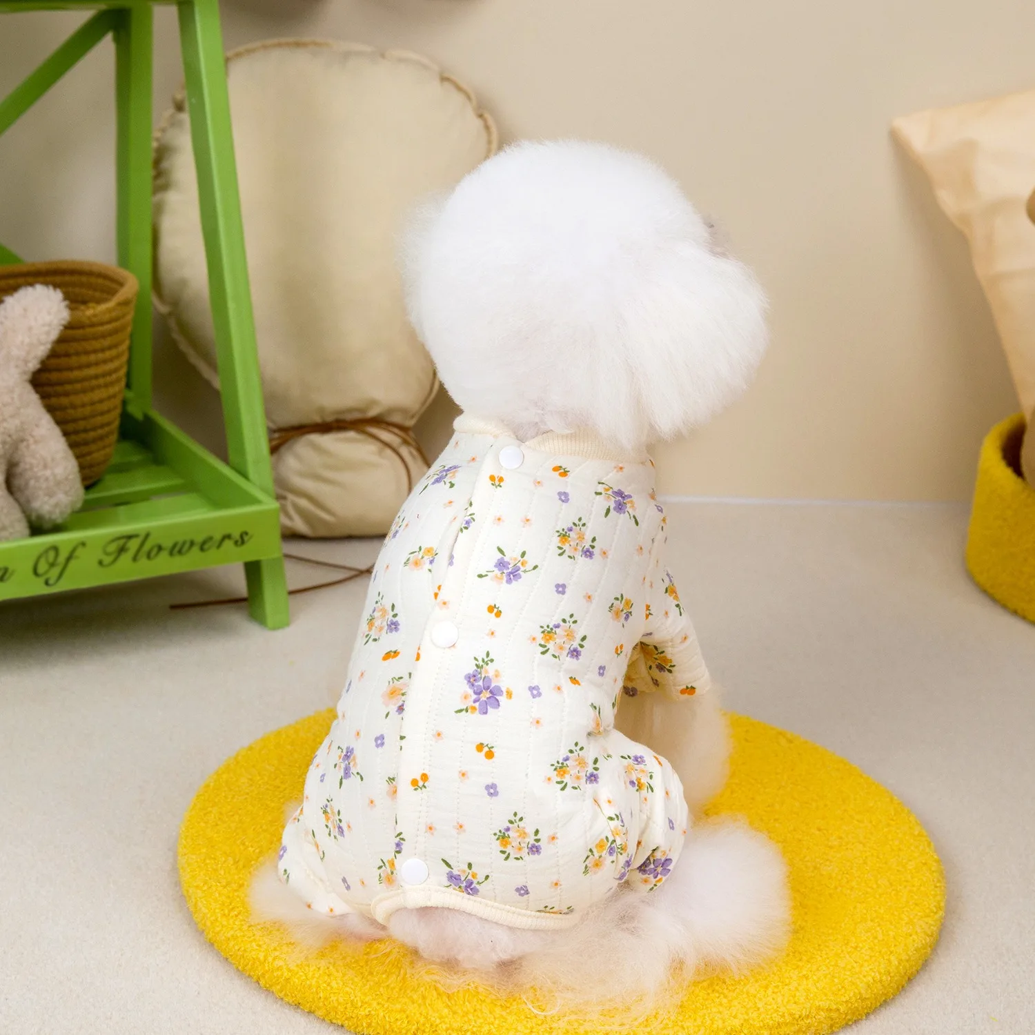 Double Cotton Dog Clothes Pet Teddy Shredded Cotton Clothes Winter Warm Clothes Puppy Thickened Four Legs Clothes