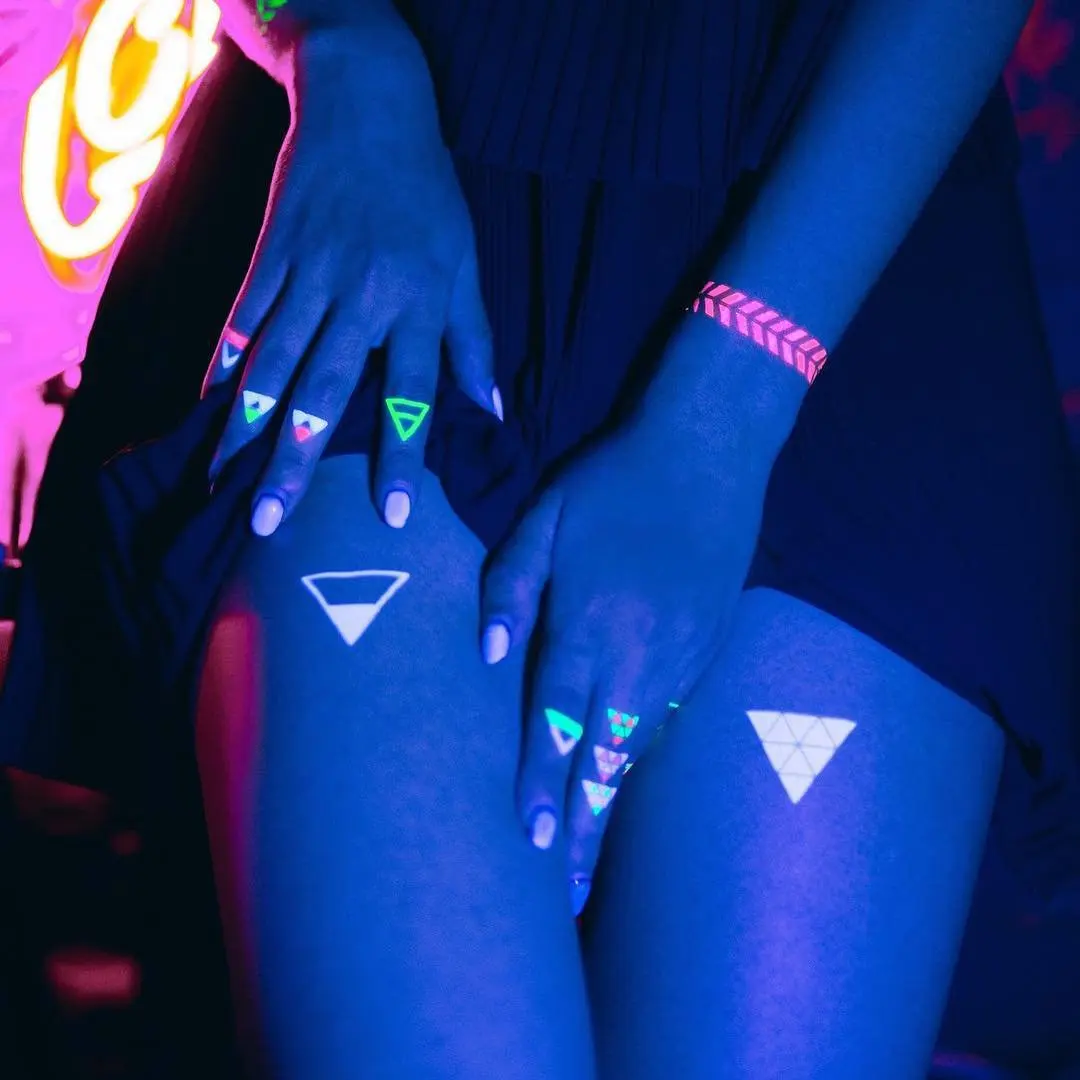 Factory Wholesale Luminous florescent Light Temporary Body Tattoo For Party Holiday Harajuku NightClub With Fluorescence 500pcs