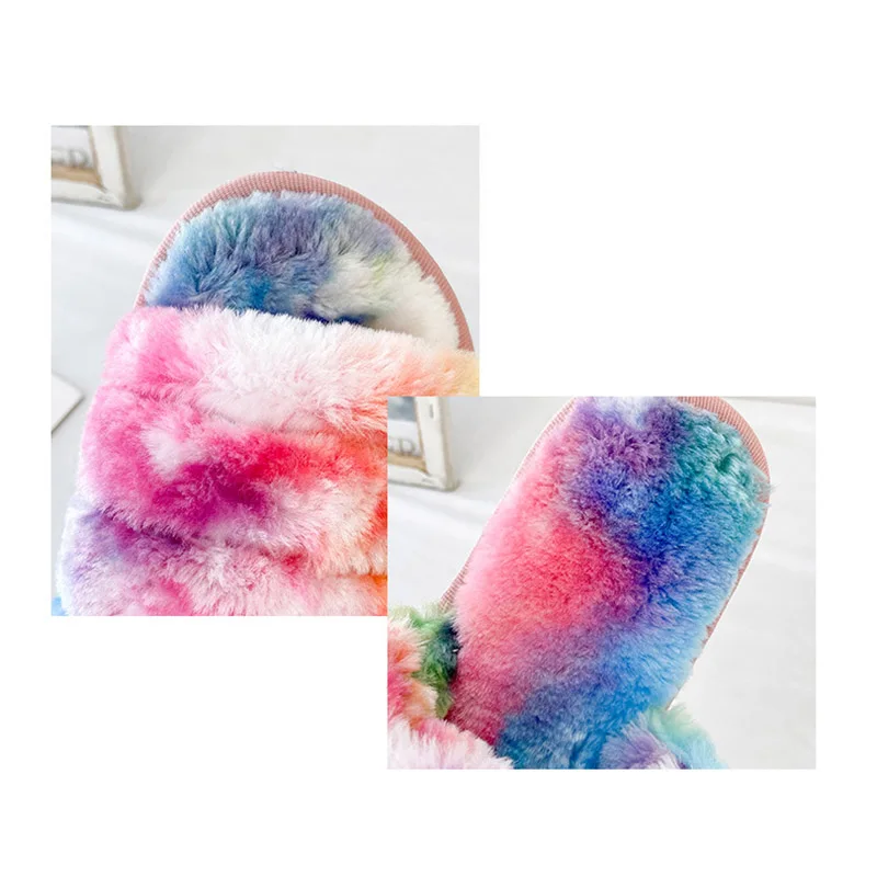 slippers women's large size home colorful leopard print one word plush cotton slippers BF11