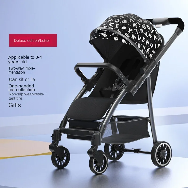 Two-way Seat Stroller Newborn Baby Two-way Seat High Landscape Lightweight Folding Travel Stroller Four-wheeled Baby Stroller