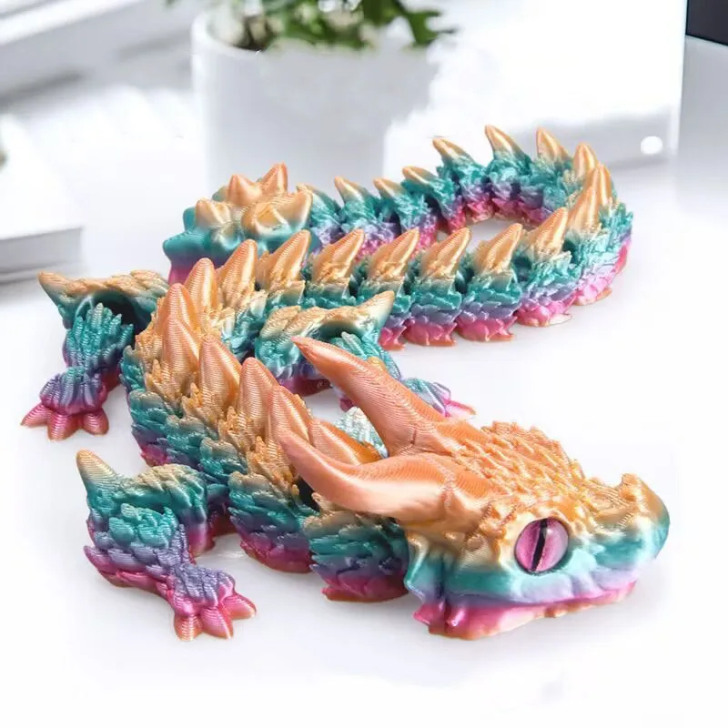 Creative 3D Printed Dragon Articulated Joint Movable Dragon Toys Model Home Desktop Ornament Simulation Dragon Toys Ornaments