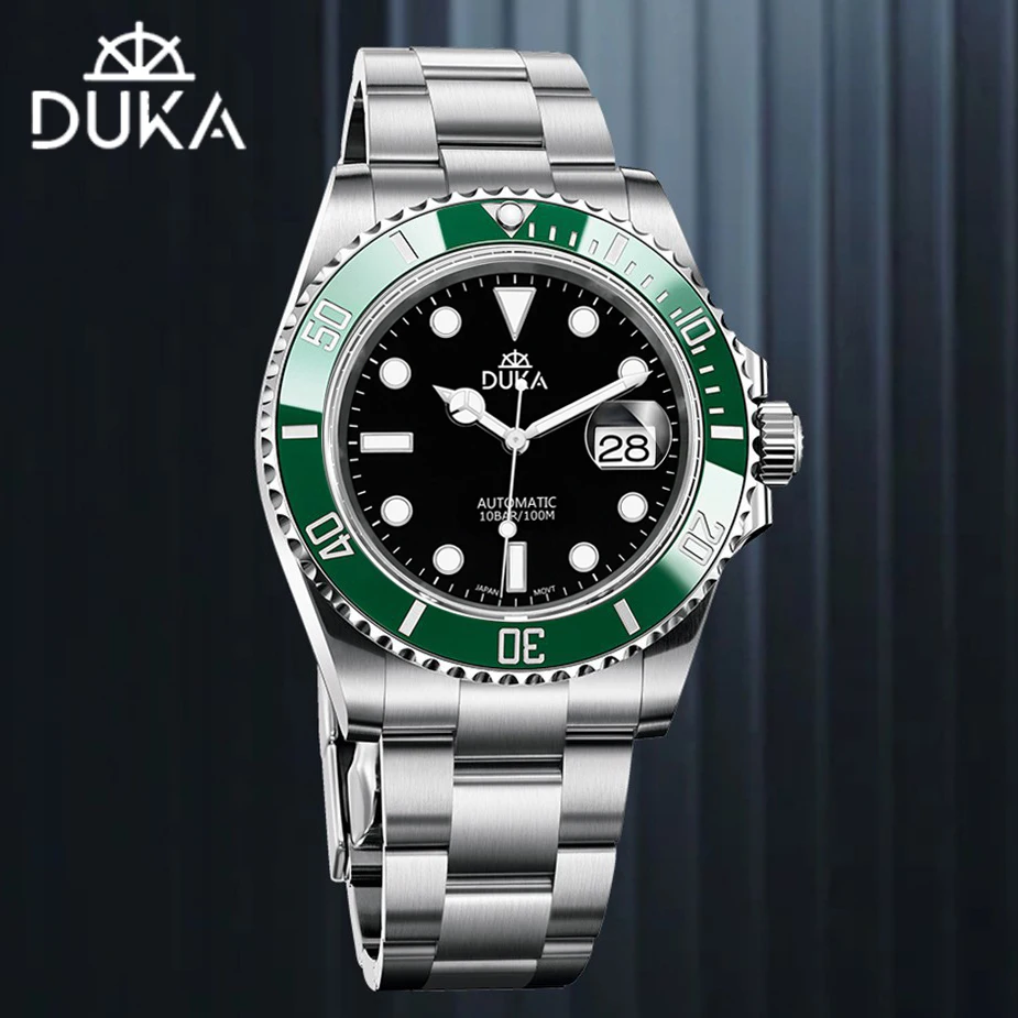 

DUKA 108 Mechanical Luxury Automatic Clock Ceramic Bezel 100M Dive Watches AR Sapphire mirror NH35 Stainless steel watch for men