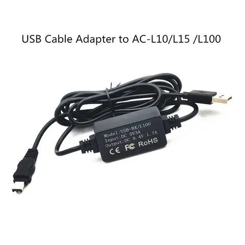 5V USB Drive Cable Power Adapter Charger AC-L10 AC-L15 AC-L100 For Sony DSC-F828 HXR-MC1500 HXR-MC2000 DCR-TRV940 CCD-TRV608