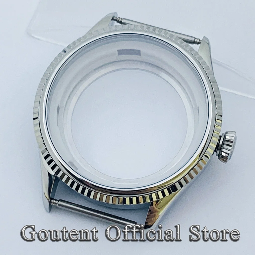 Goutent 39mm Rose Gold Silver Gold Sapphire Glass Watch Case Transparent Back Fit NH35 NH36 Automatic Movement Watch accessories