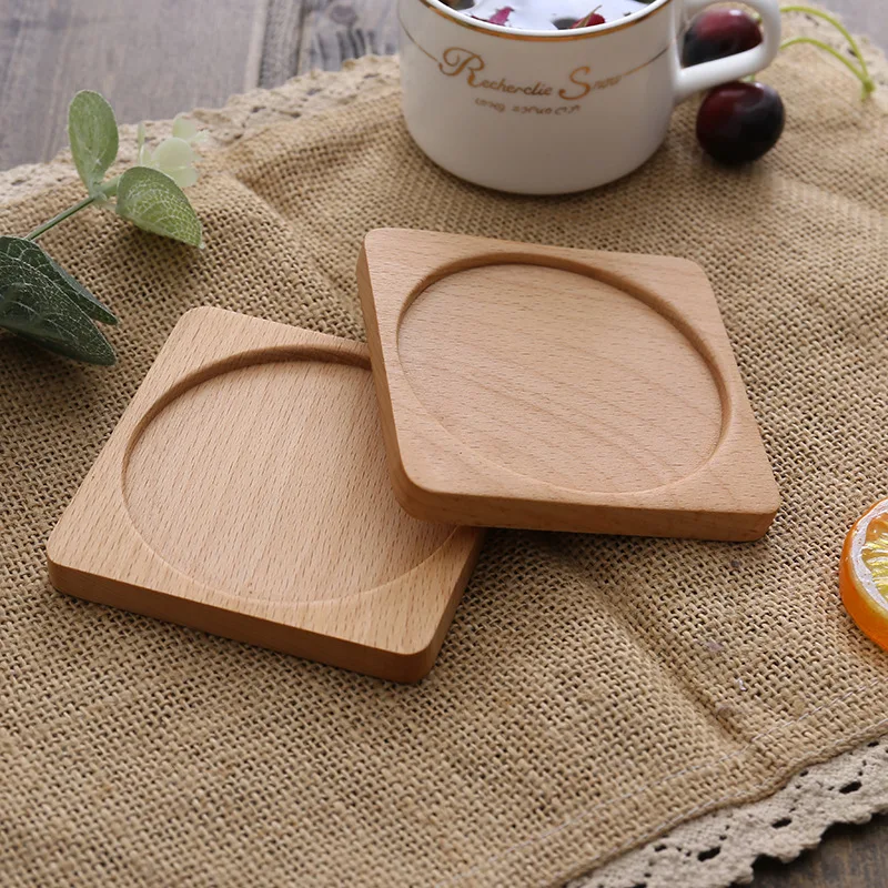 Wooden coaster Creative wooden Japanese tea ceremony cup holder Beech insulation pad Walnut mat Coffee coaster