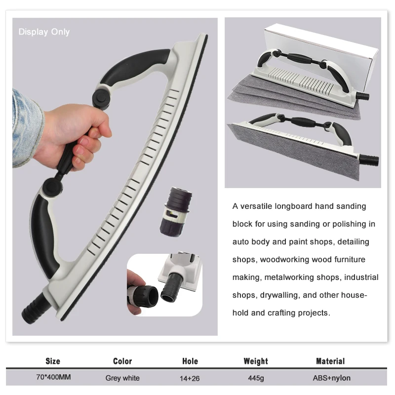 Imagem -02 - Longboard Mão Lixar Bloco de Arquivo Dry Grinding Push Board Car Putty Grey Hand Planer para Polimento Auto 70x400 mm Ajustável