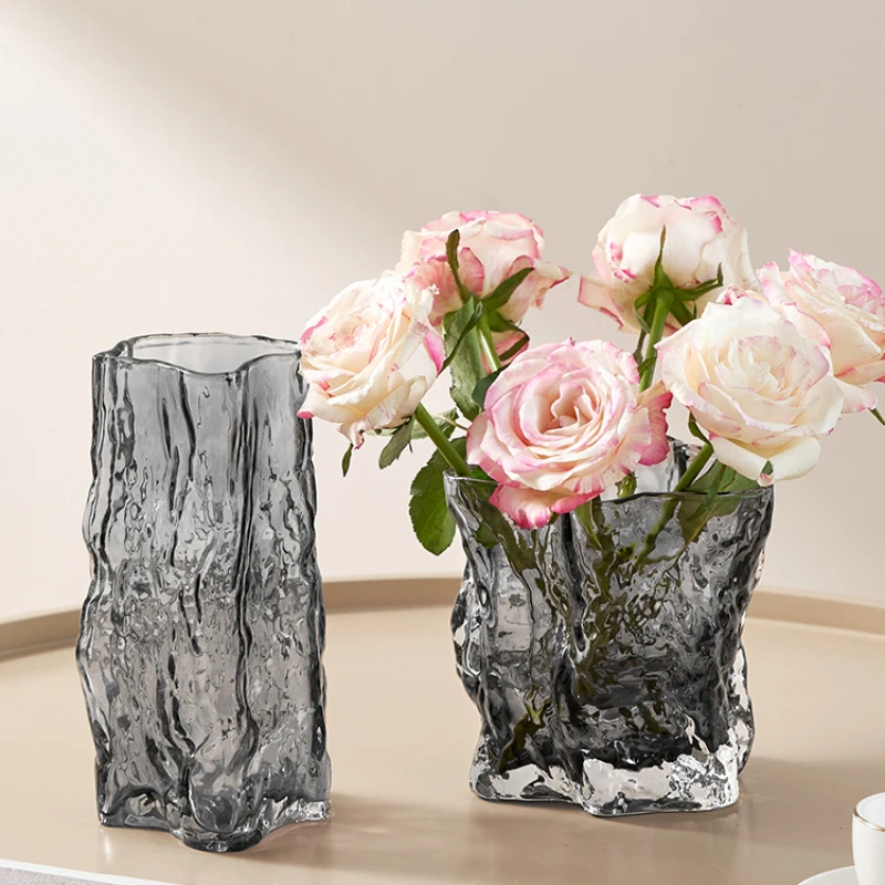 

Simple and Transparent Flower Arrangement Rose Lily Living Room Table Decoration Ornaments Niche. Luxury Creative Glass Vase