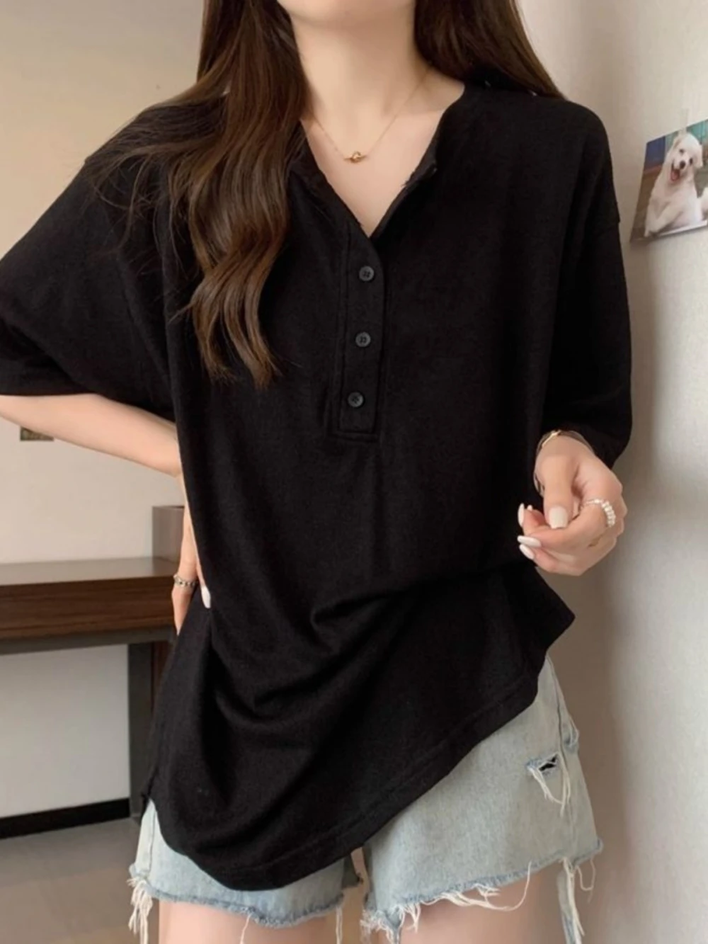 

plus Size Summer Thin Casual Loose Korean Version T-Shirt Short Sleeve Mid-Length Lazy Style Women's Top for plus Size