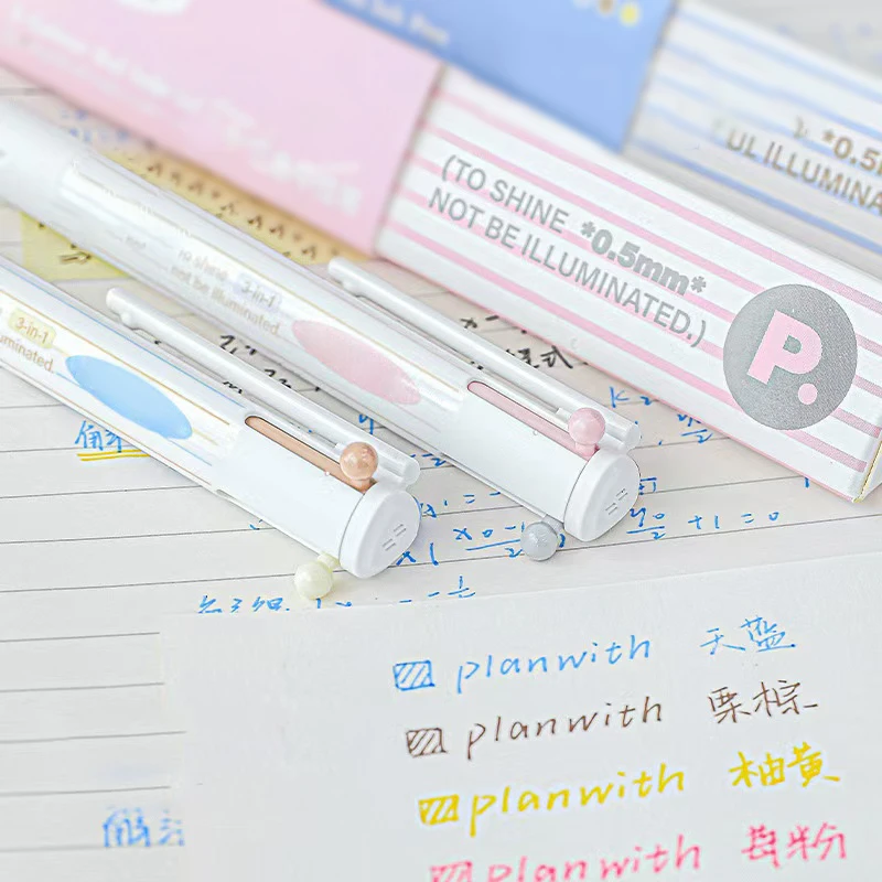 

1 шт., трехцветная ручка, модуль, ручка для студенческого творчества, гладкая и быстросохнущая шариковая ручка, шариковая ручка