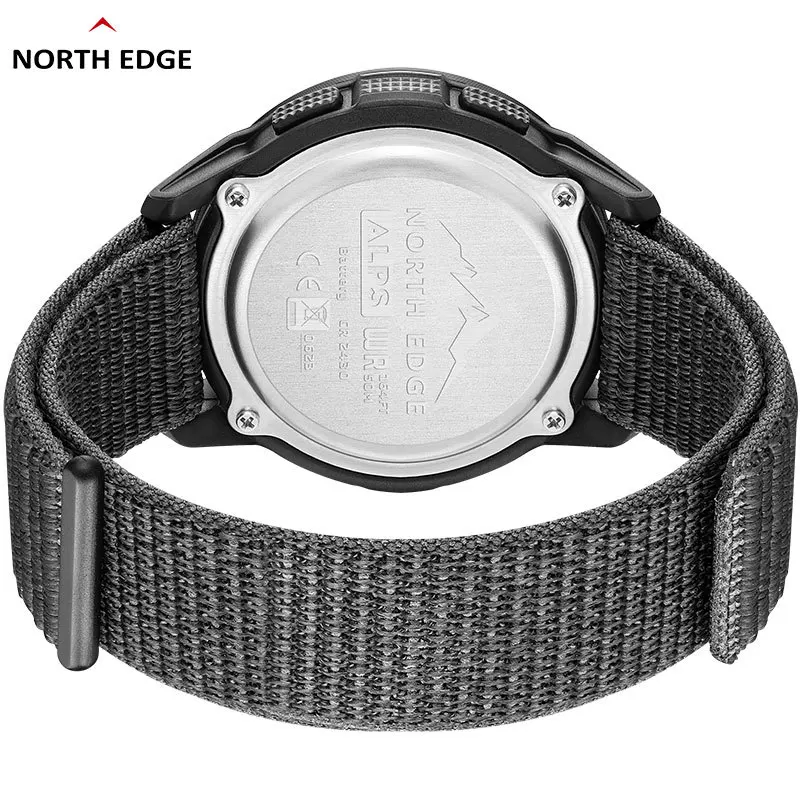 NORTH EDGE ALPS Men's Carbon Fiber Digital Watch Shock Militray Sports Super Light Outdoor Compass Waterproof 50M Wristwatches