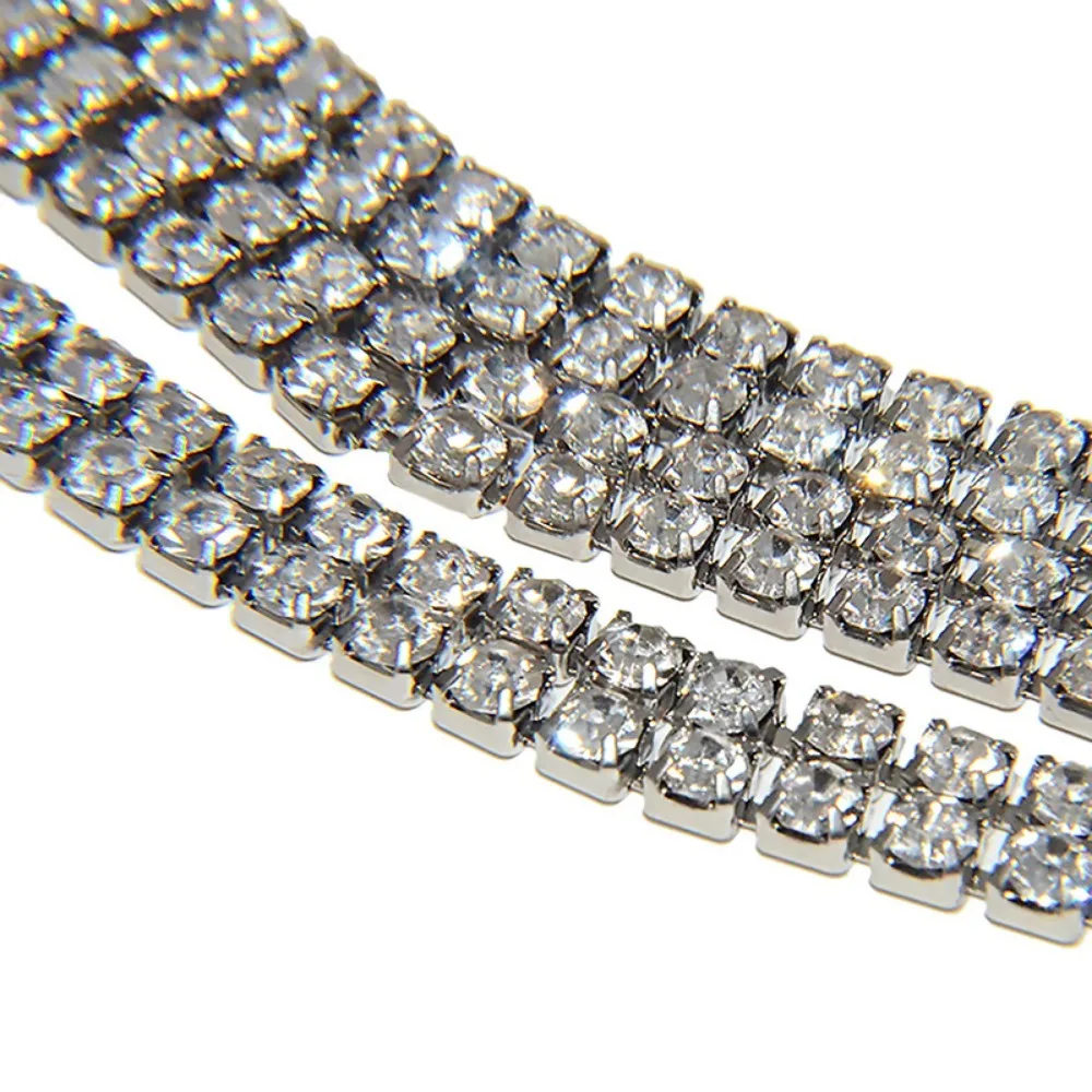 Silver Rhinestone Metal Chain Belt wrap around free
