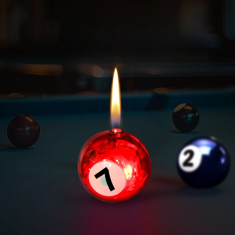 

New Billiards Shaped Luminous Rotating Inflatable Lighter Keychain Personalized Men's Smoking Cool Gift Cigarette Accessories