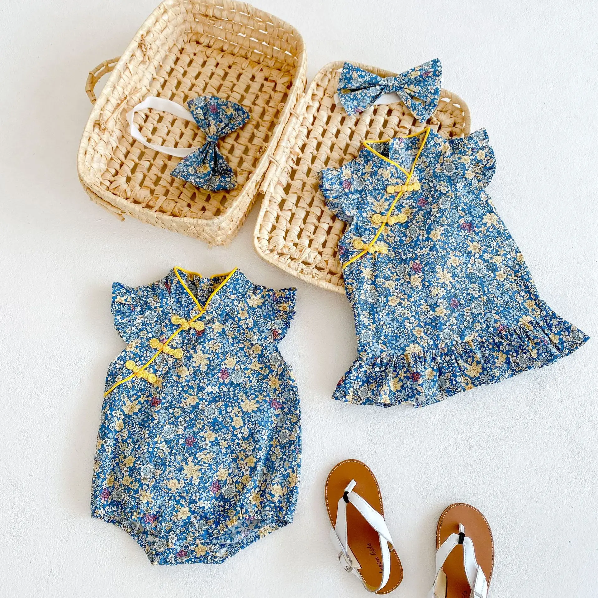 

New summer 0-3 year old baby clothes, delicate baby girl clothes, sisters parent-child clothes, dresses, one-piece clothes