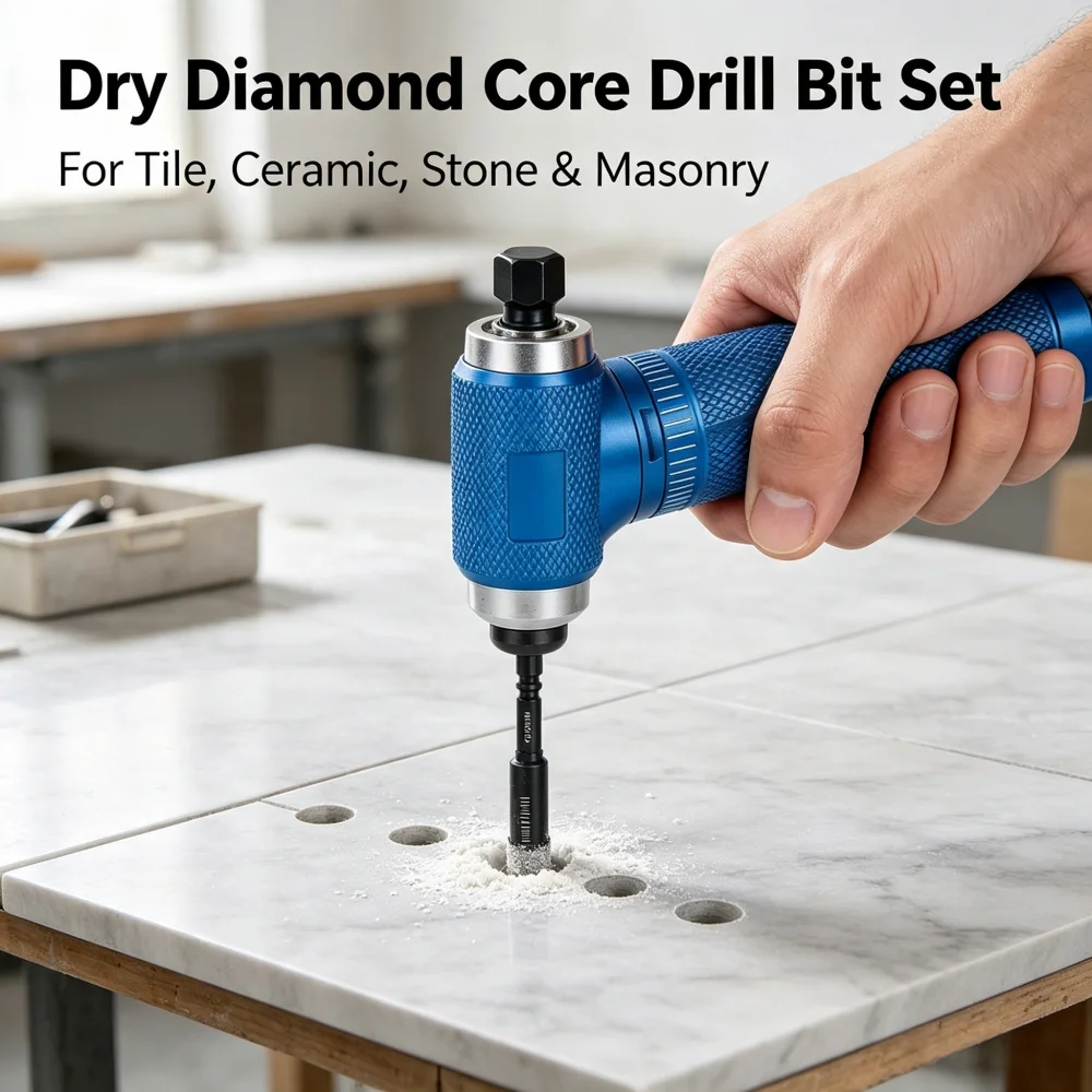  7PCS 6-12MM Vacuum Brazed Dry Diamond Core Drill Bit Set,1/4 Hex Shank Diamond Bits for Tile, Marble, Glass & Stone Drilling ﻿