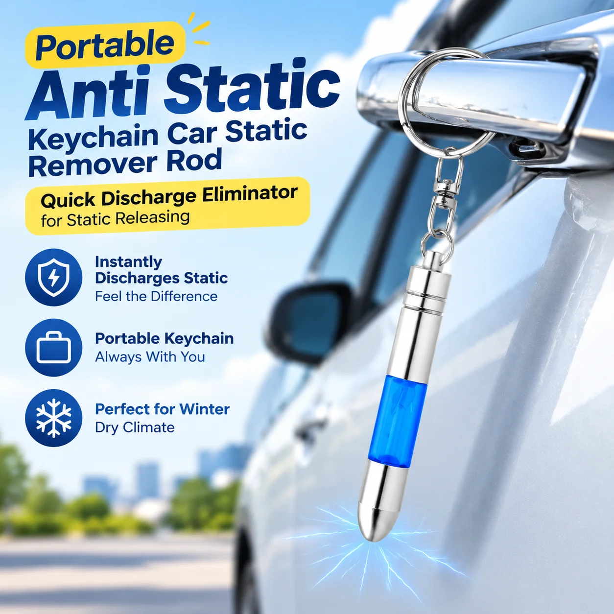 Portable Anti Static Keychain Car Static Remover Rod with Quick Discharge Eliminator Function for Static Releasing