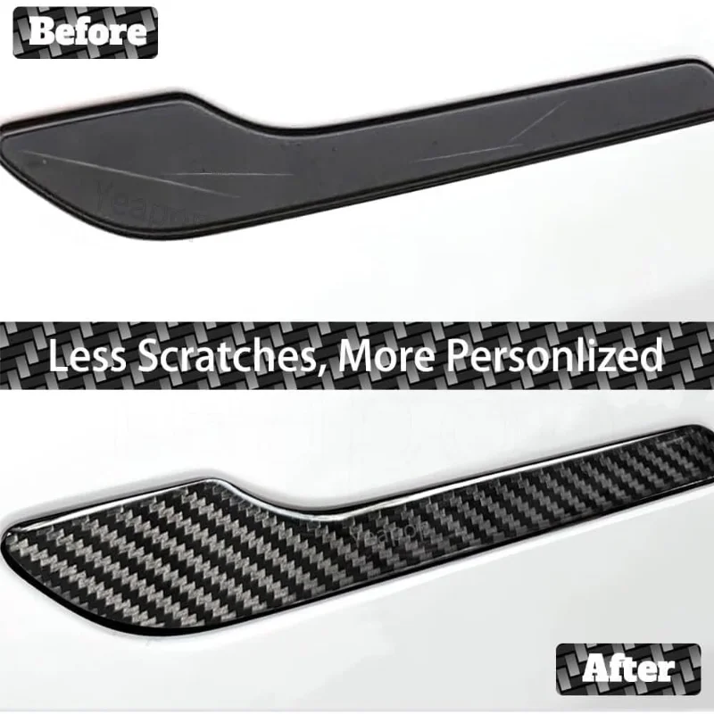 For Tesla Model 3 Model Y  Dry Carbon Fiber Door Handle 4-Piece Set - Glossy/Matte Decorative Protective Patch 2017-2025