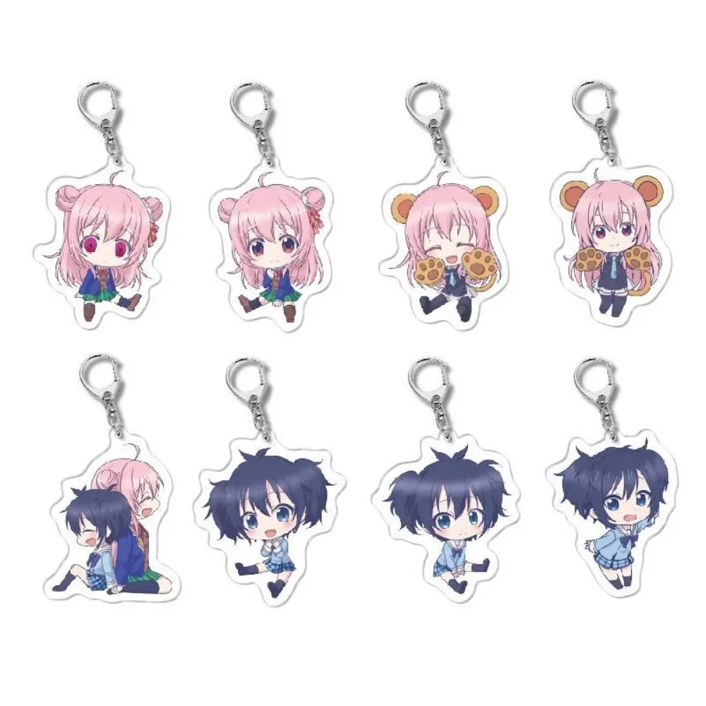 Anime Happy Life Keychain Kawaii Matsuzaka Satou Koube Shio Hida Shouko Koube Asahi Cartoon Figures Acrylic Pendants Key Chain