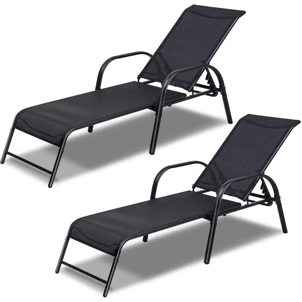 

Комплект из 2 шезлонгов для улицы: для патио, сада, пляжа – регулируемые, прочные, легкие кресла-реклайнеры