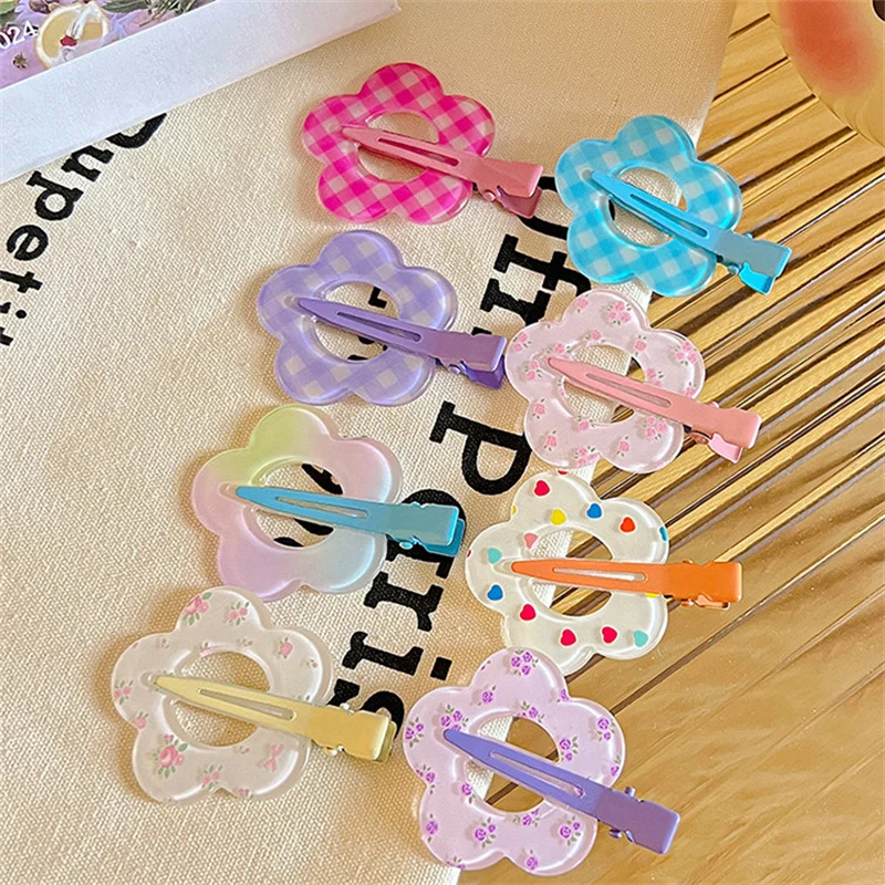 Épingle à cheveux Unique à pois, fleur creuse, pour filles et enfants, pince à cheveux florale douce et mignonne coréenne, accessoires pour cheveux