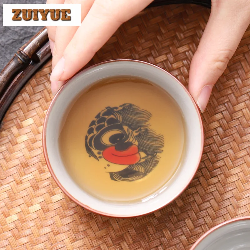 70ml Blue and White Porcelain Tea Cups Retro Fish Dargon Master Cup Puer Tea Bowl Meditation Cup Chazhan Kung Fu Tea Drinkware