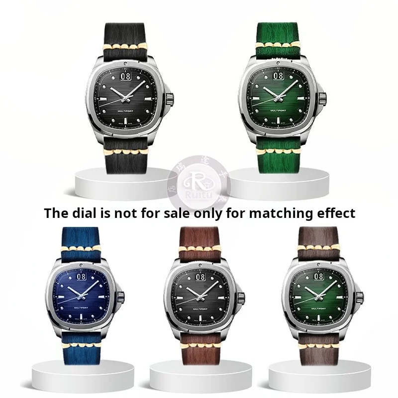 คุณภาพสูง Retro หนังสายนาฬิกาสําหรับ Mido ใหม่ Helmsman M049.526 ทีวี M049 ผู้ชาย Dermis Watchband 20 22 24 มม.สีดําสีเขียวสีฟ้า