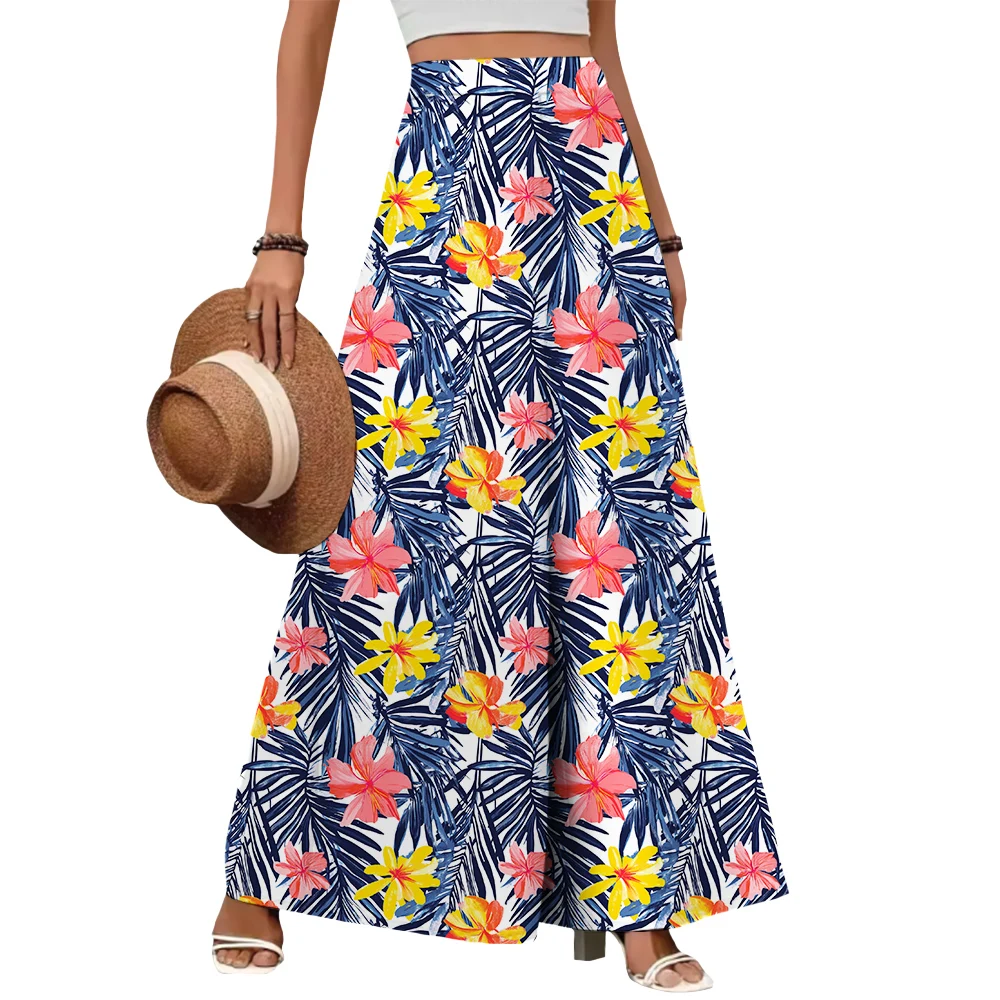 

Women's wide-leg slacks with pockets, high-waisted loose trousers, comfortable work pants, beach pants